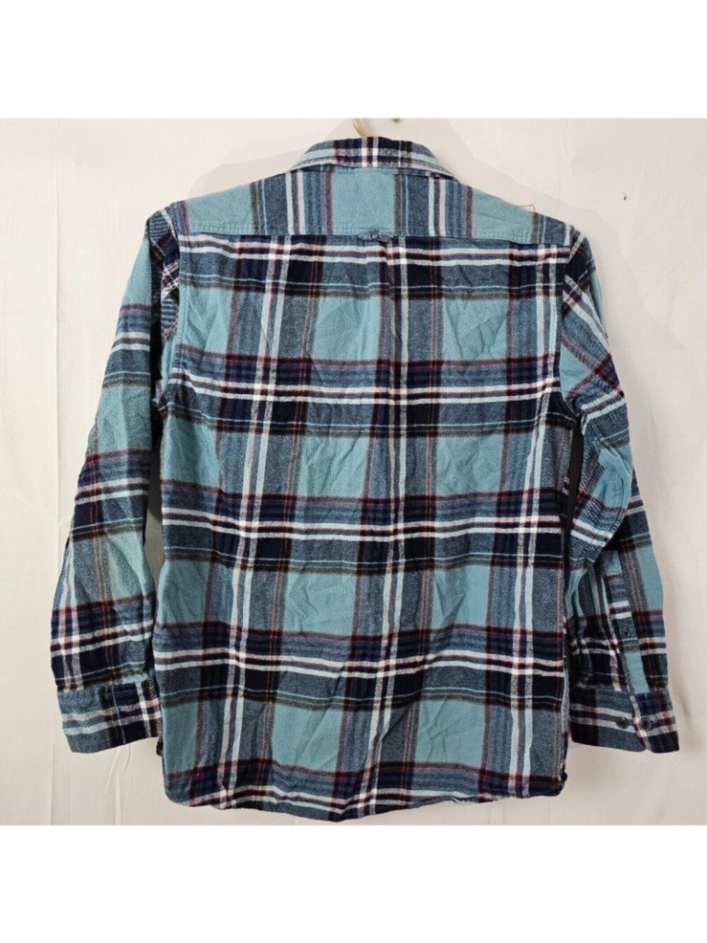 Eddie Bauer Button Up Shirt Mens M Blue Plaid Long Sleeve Cotton Flannel Top - Picture 4 of 11
